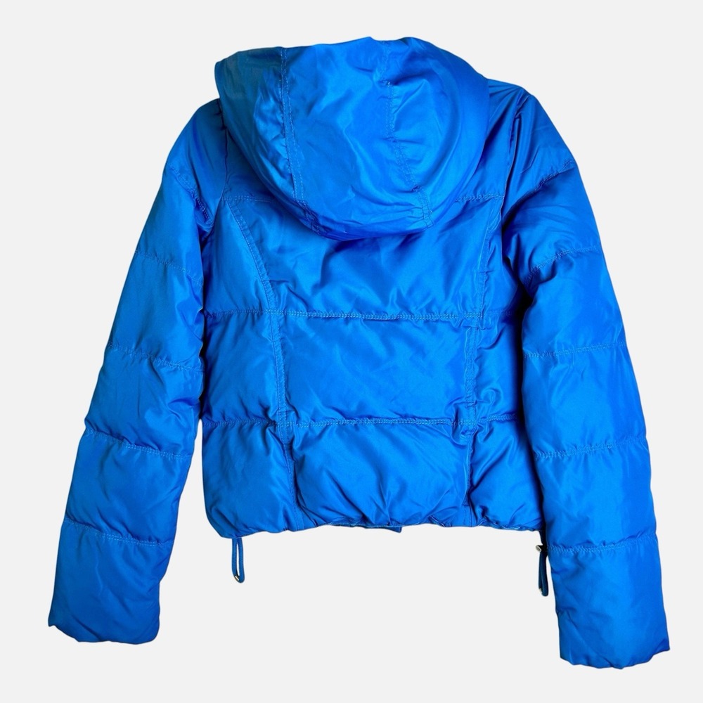 ABERCROMBIE & FITCH Y2K Hooded Puffer Jacket Women's Size Small Blue - Picture 2 of 8